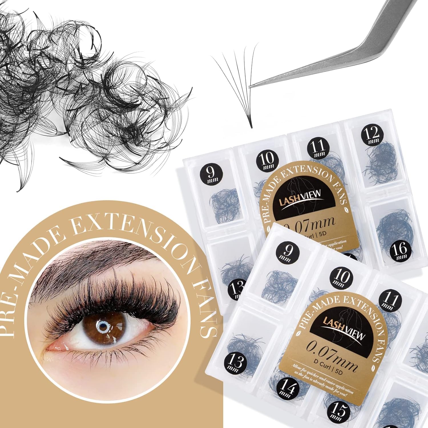 LASHVIEW removable lids in the fan box keep supplies organized