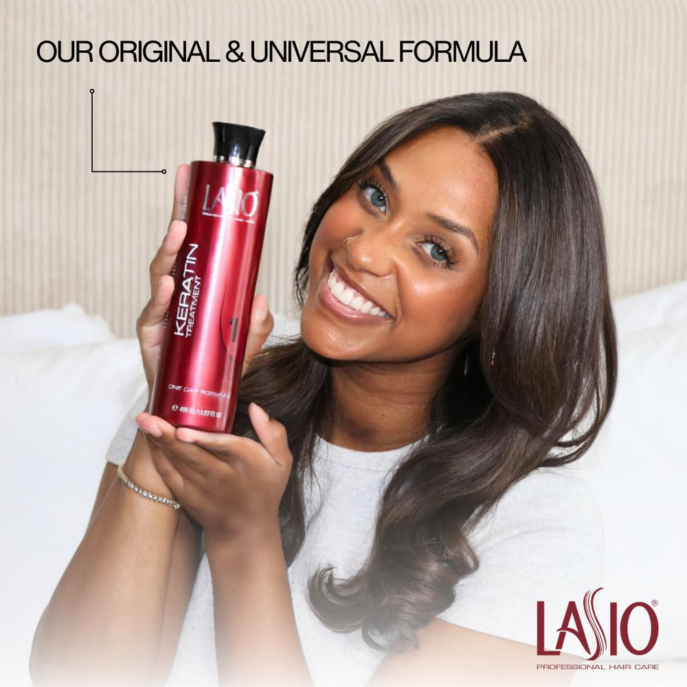 Lasio Keratin One Day Treatment hair after smoothing for a silky finish.