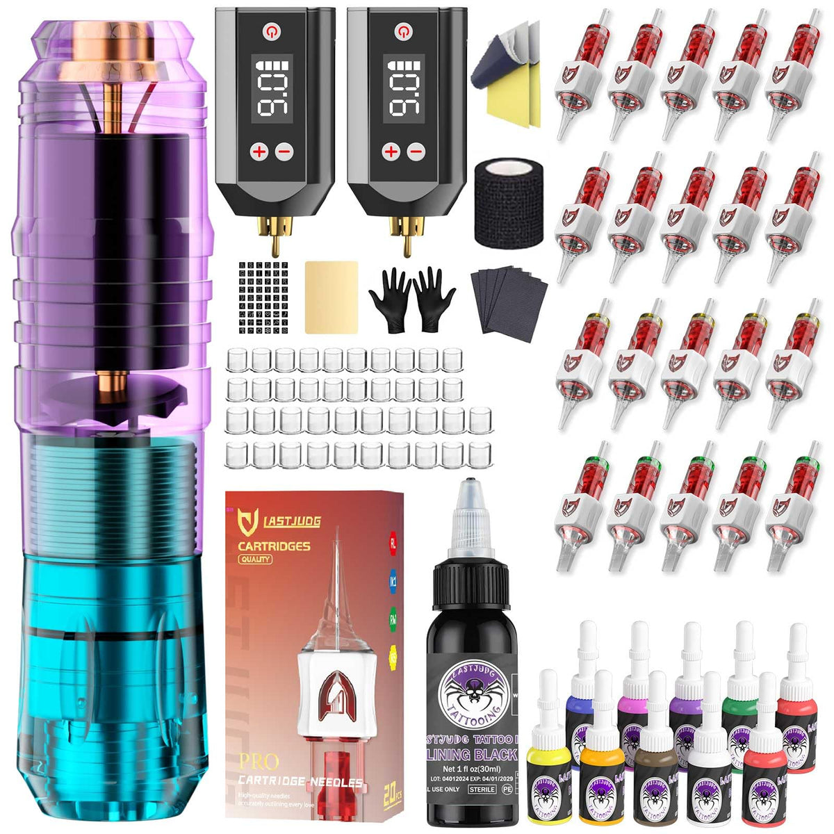 LASTJUDG tattoo pen kit front view showing compact design for beginners.