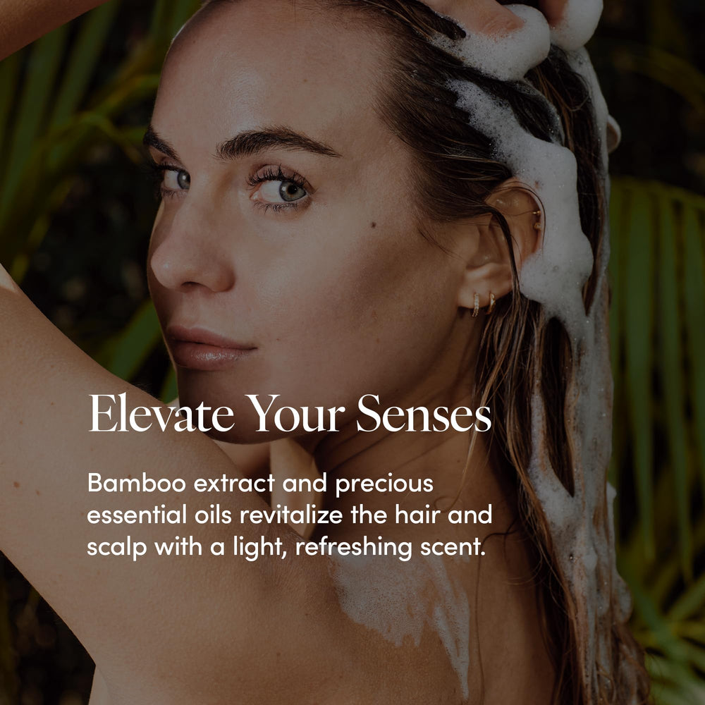 LATHER Bamboo Crème Hair Wash with jojoba oil delivering moisture and shine.