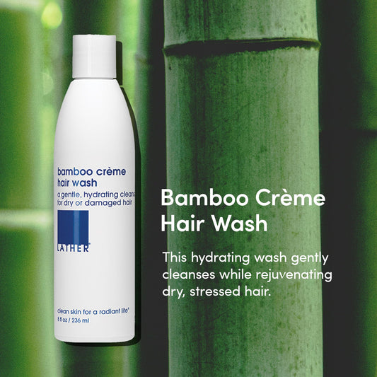 LATHER Bamboo Crème Hair Wash lathering to cleanse for daily refresh.