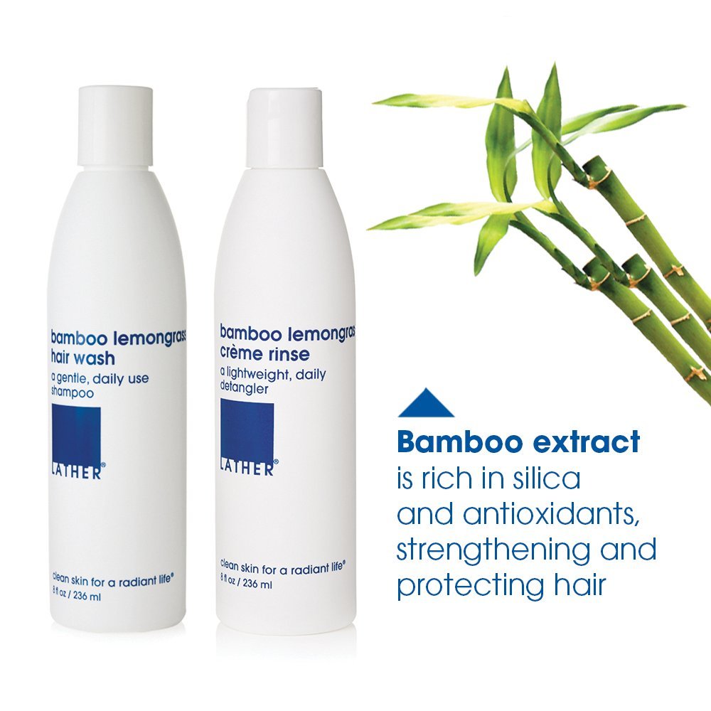LATHER Bamboo Lemongrass Conditioner pump enables easy, even application.