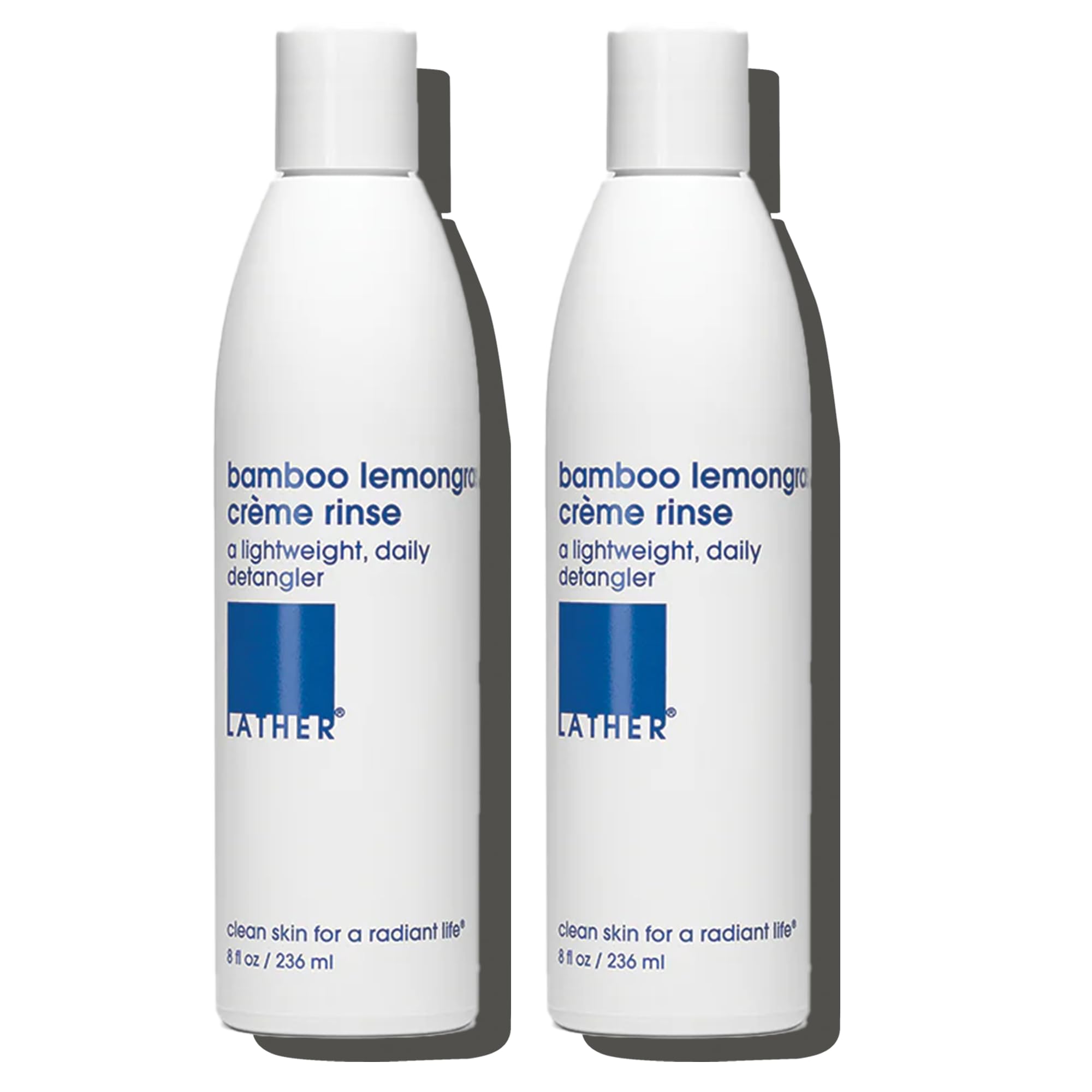 LATHER Bamboo Lemongrass Crème Rinse 2-pack for easy detangling after washing