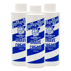 Lather King Campell Soap Concentrate Cream 3-pack pack shot showing rich lather for shaving