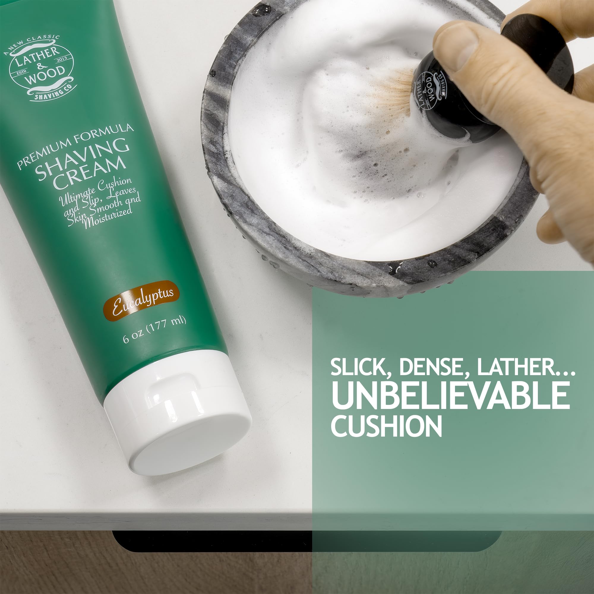 Post-shave skin looks refreshed after Lather & Wood application