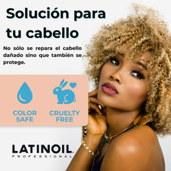 Latinoil Anti-Frizz hair closeup showing smooth, glossy finish with flexible hold