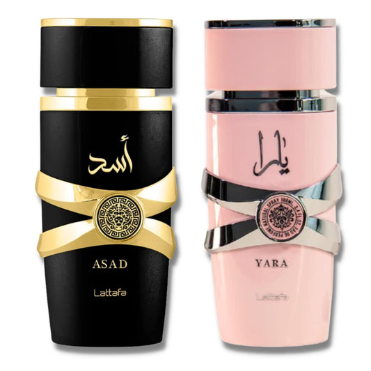 Lattafa Asad bottle close-up highlighting vanilla and amber warmth for evening wear.