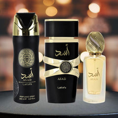 Lattafa Asad hair mist bottle close-up for travel-friendly scent