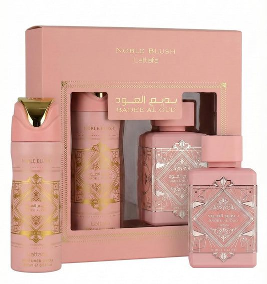 Lattafa Badee Al Oud Noble Blush 200ml perfumed spray for easy scent refresh.