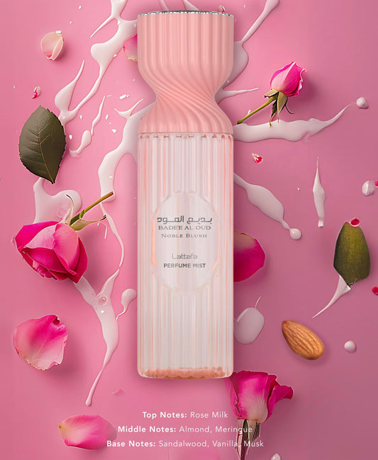 Lattafa Badee Al Oud Noble Blush with gourmand heart, ideal for cozy evenings.