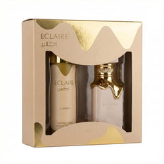 Lattafa Eclaire 100ml EDP bottle in premium gift box, ready for gifting.