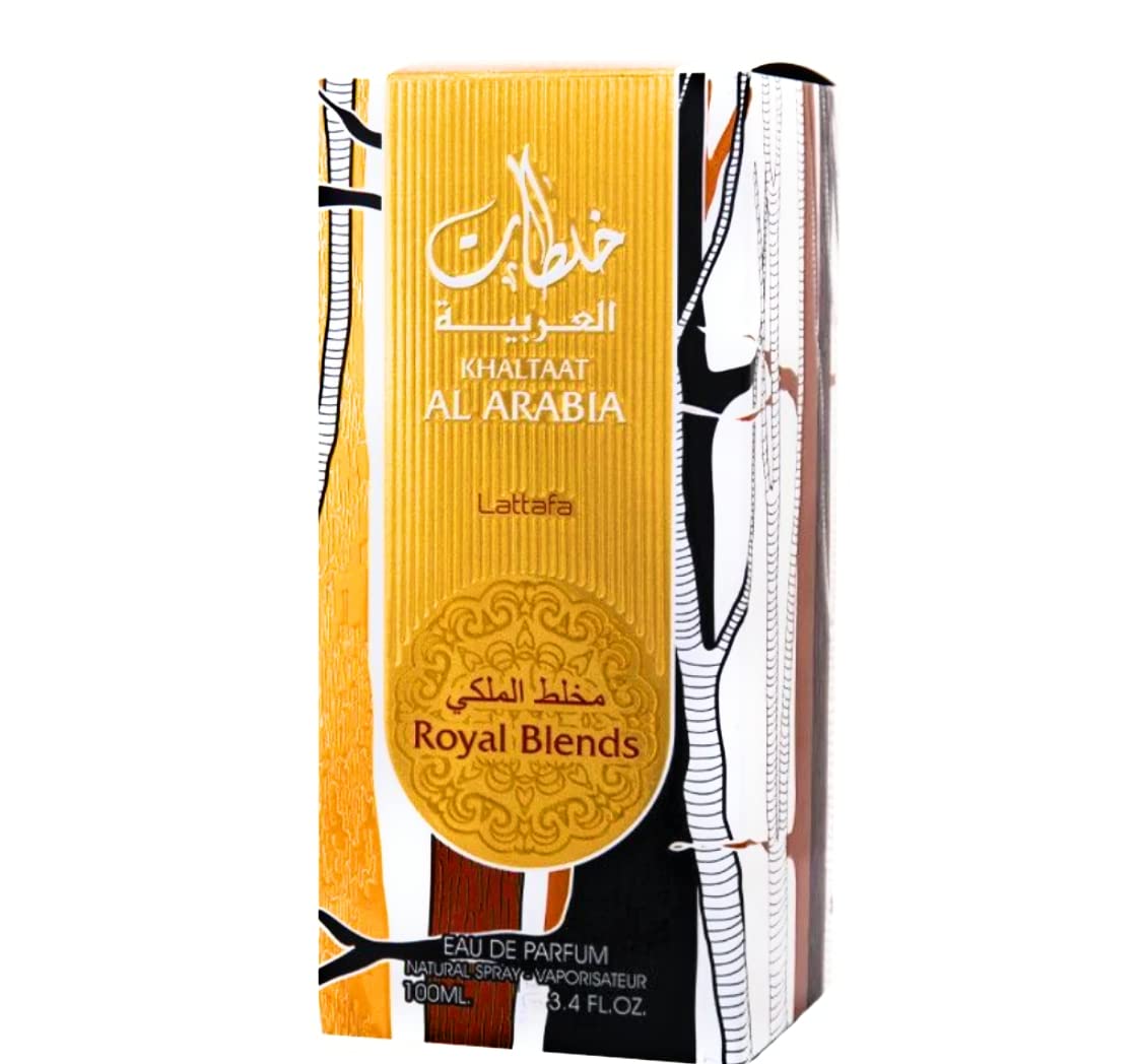 Lattafa Khaltat Al Arabia bottle side showing premium design and branding