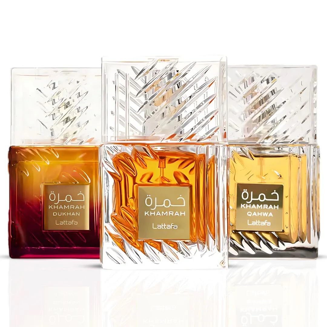 Lattafa Khamrah trio 100ml bottles unisex long lasting scents for all day wear