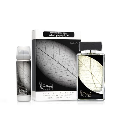 Najdia deodorant spray bottle with sleek packaging offering light daily scent.