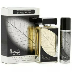 Lattafa Najdia EDP bottle offering citrus-aqua freshness for daily wear
