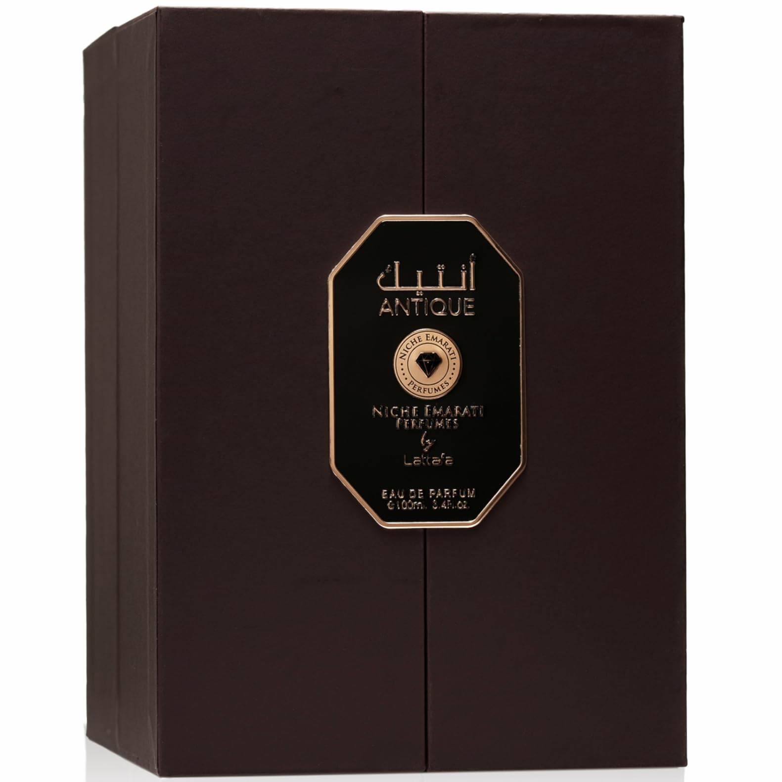 Lattafa Niche Emarati Antique ornate cap closeup signals elegance and collectibility
