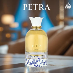 Luxurious Lattafa Petra packaging highlights premium appeal.