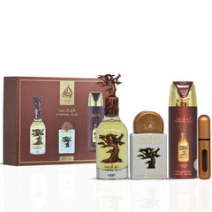 Close-up of Lattafa Pride Eternal Oud bottle, rich amber tones.