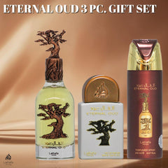 Lattafa Pride Eternal Oud packaging and bottles presented together.