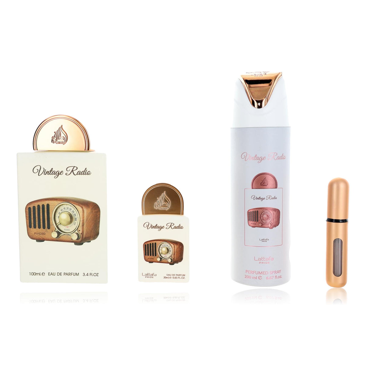 Lattafa Pride Vintage Radio gift box, premium packaging for a men's fragrance gift.