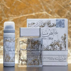 Lattafa Pure Musk notes of rose, violet, and ambergris warmth described.