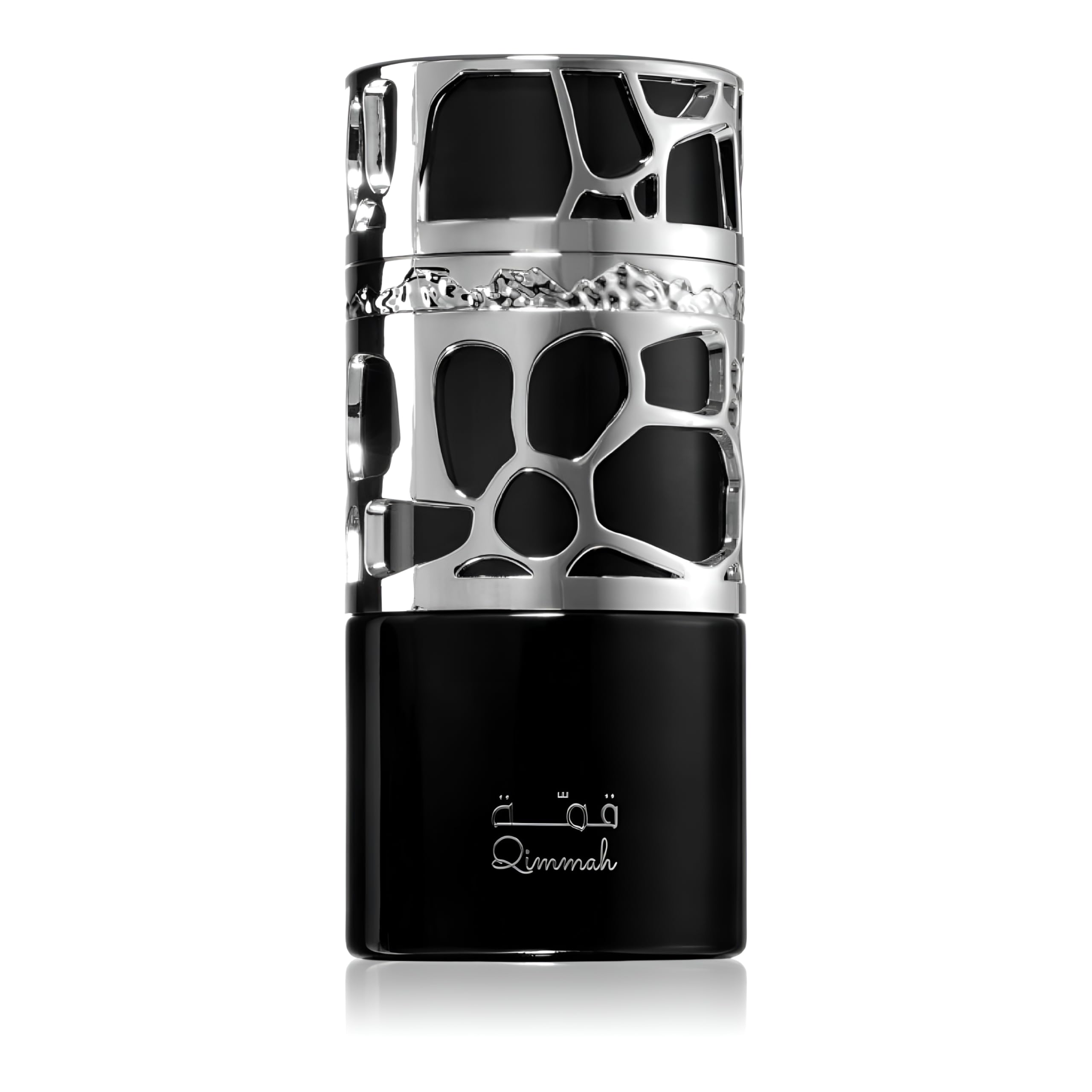 Lattafa Qimmah bottle front view, fresh woody scent suitable for daily wear.