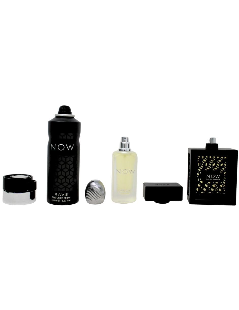 Lattafa Rave Now deodorant spray, long-lasting fresh notes for the day.