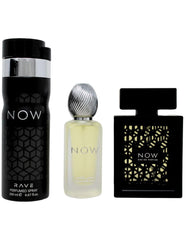 Lattafa Rave Now eau de parfum bottle, bold scent profile for daily wear.
