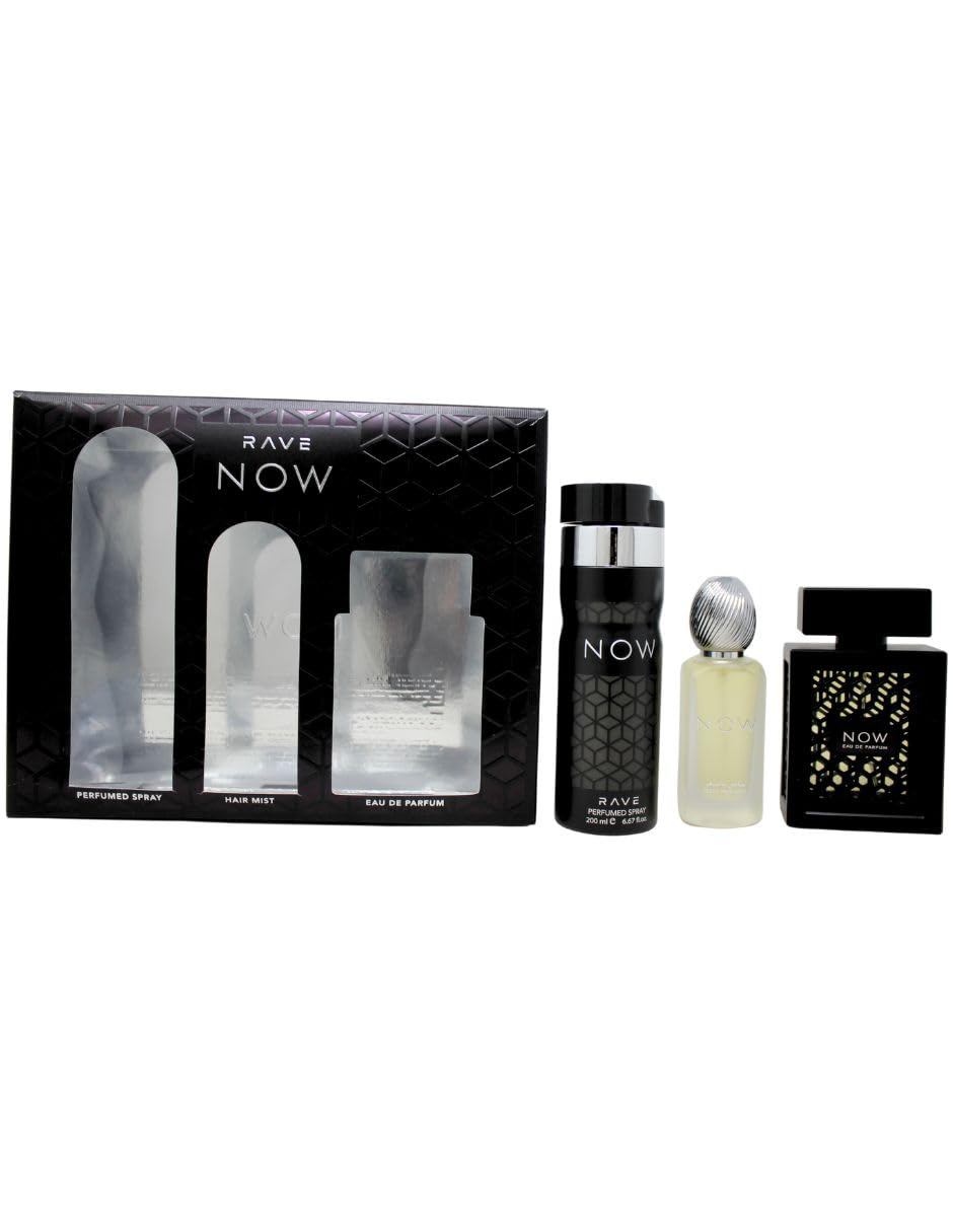Lattafa Rave Now set box front, premium gift-ready presentation for stylish men.