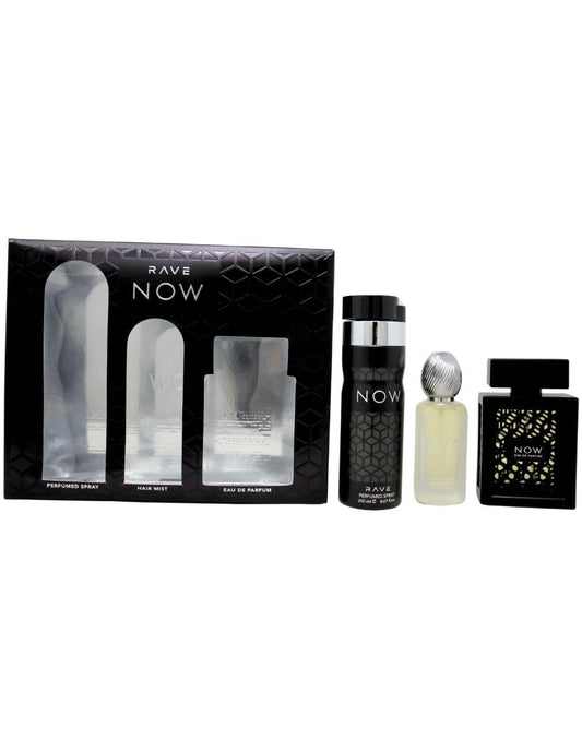 Lattafa Rave Now set box front, premium gift-ready presentation for stylish men.