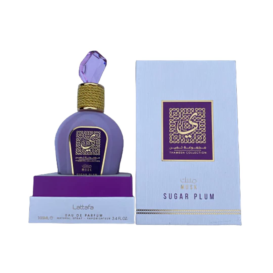 Lattafa Musk Sugar Plum base notes musk amber for warm trail
