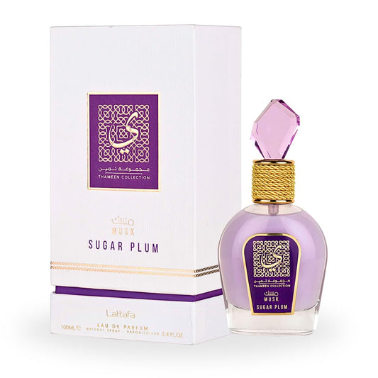 Lattafa Musk Sugar Plum bottle front for daily wear