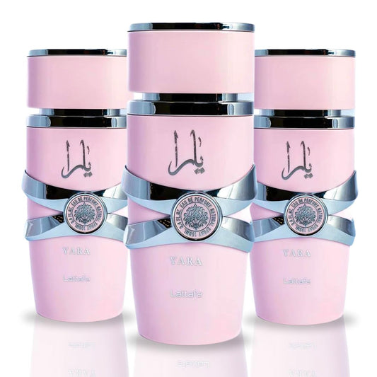Lattafa Yara bottle front view, amber vanilla scent for daily wear.