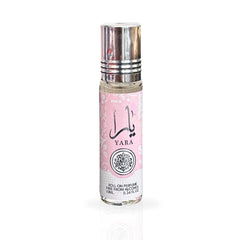 Lattafa Yara roll-on bottle closeup highlights premium design and easy use.
