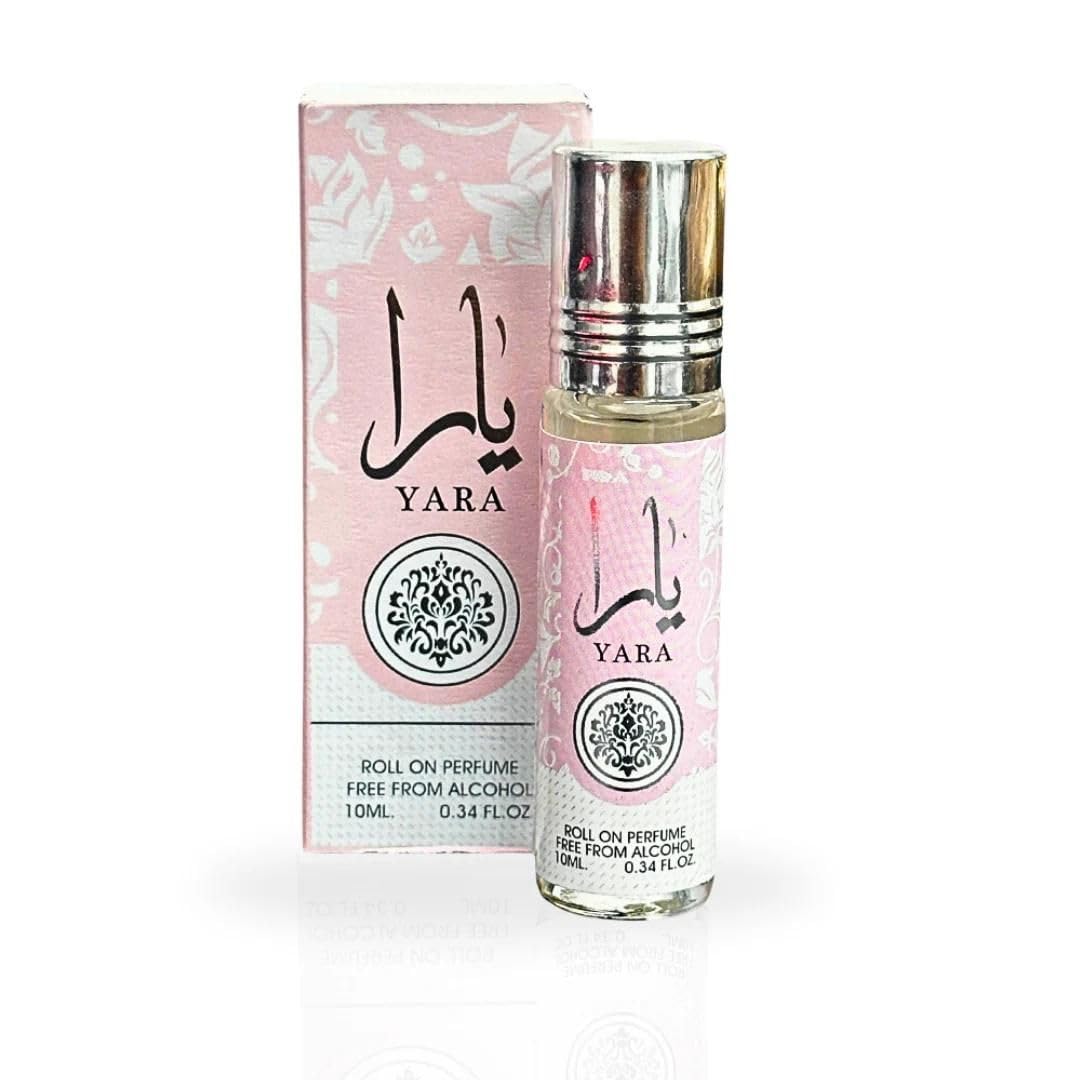 Lattafa Yara roll-on heart notes with gourmand fruits hint femininity and confident moments.