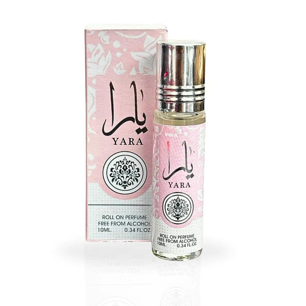 Lattafa Yara roll-on heart notes with gourmand fruits hint femininity and confident moments.