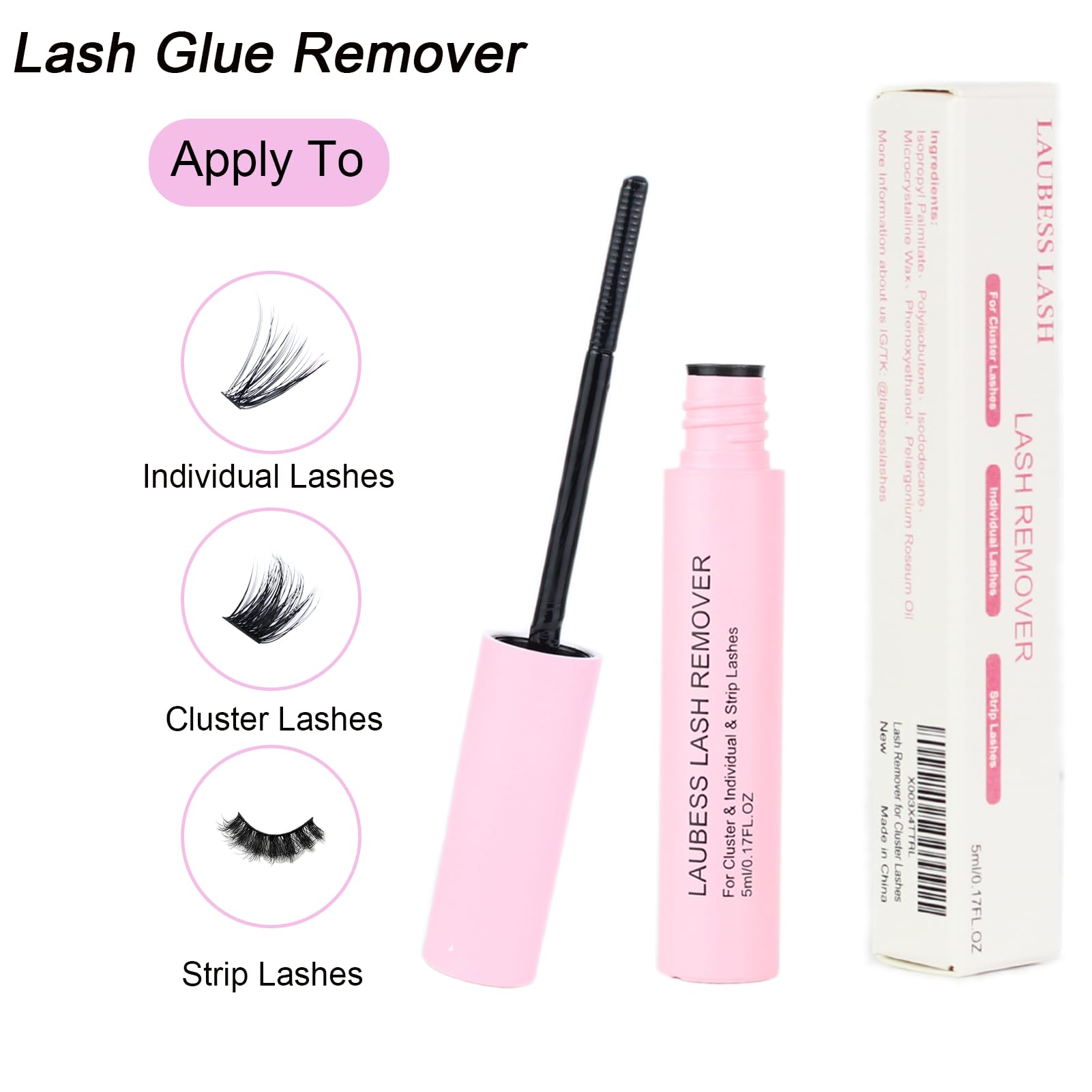 LAUBESS DIY lash application steps guiding at-home use.