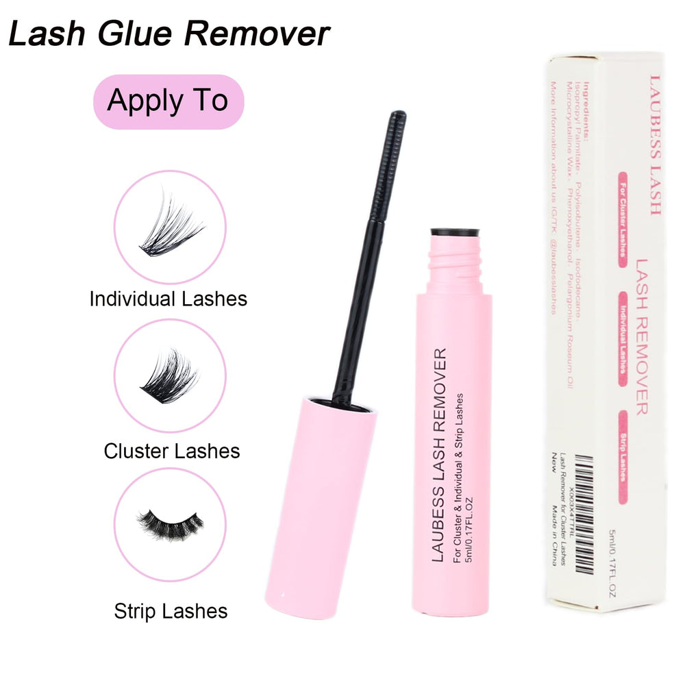 LAUBESS DIY lash application steps guiding at-home use.