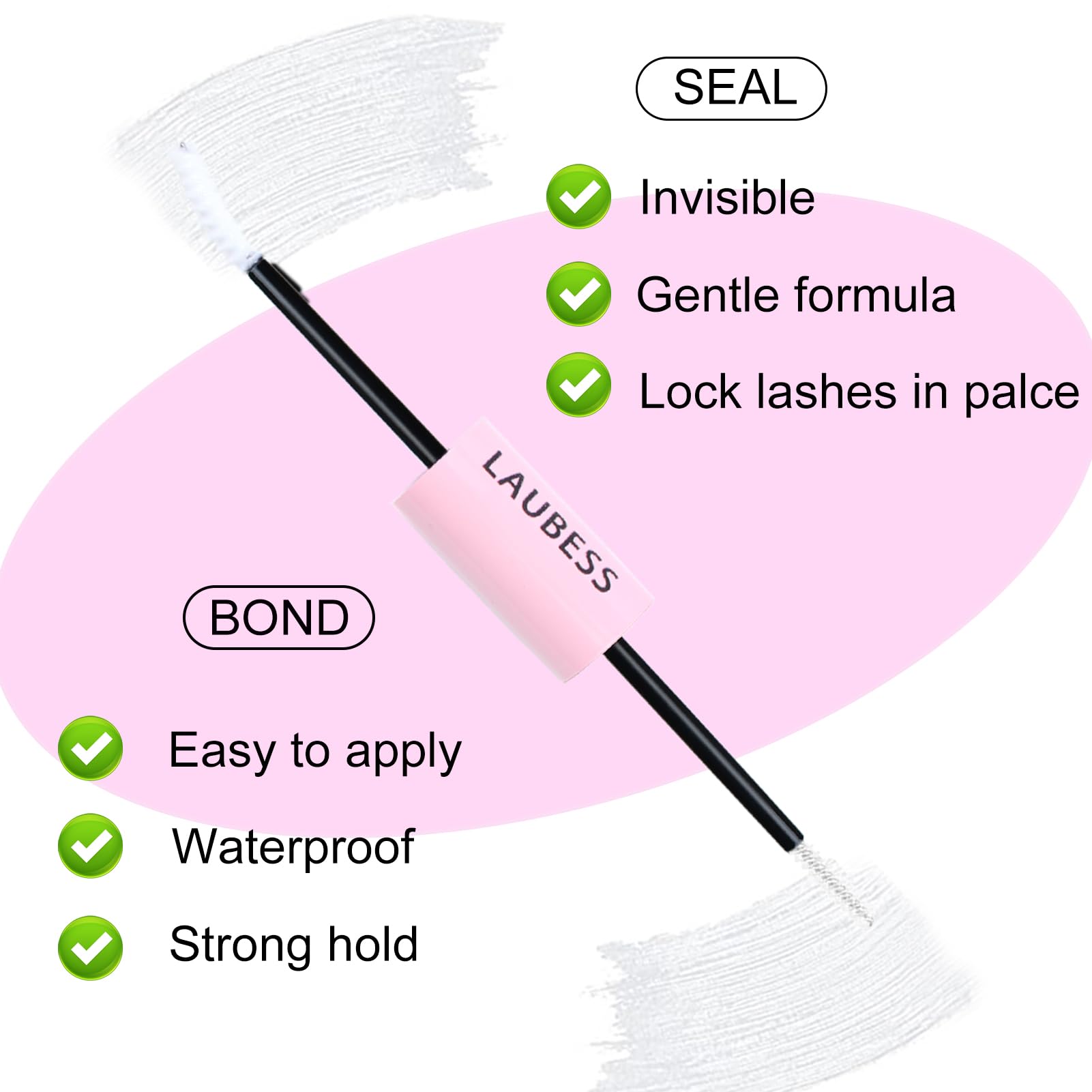LAUBESS Lash Bond & Seal brush closeup for precise DIY application.