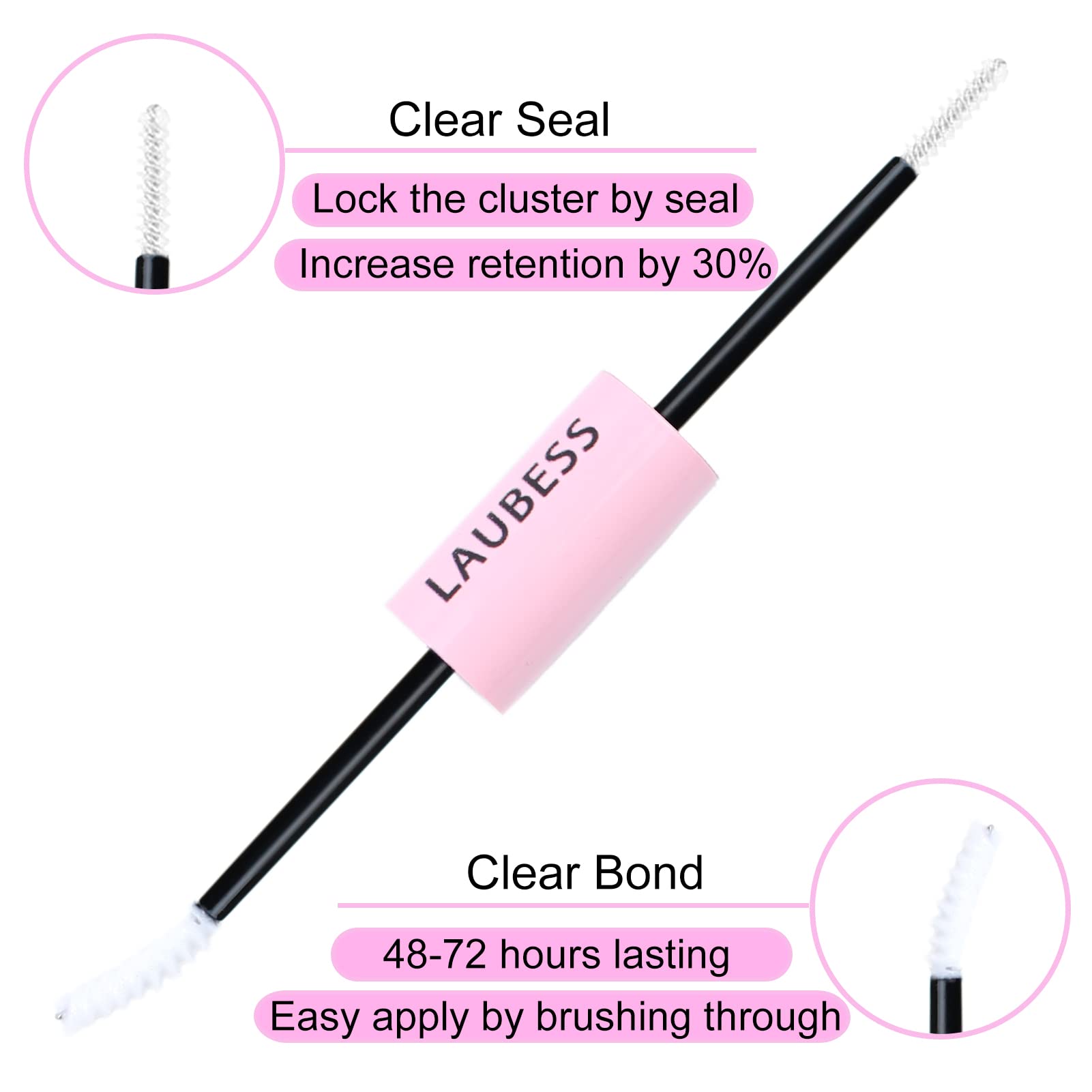 LAUBESS Lash Bond & Seal on lashes shows a clear invisible finish.