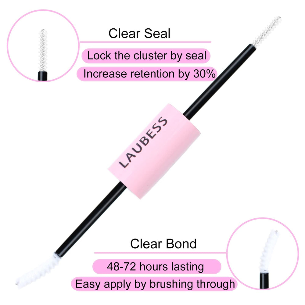 LAUBESS Lash Bond & Seal on lashes shows a clear invisible finish.