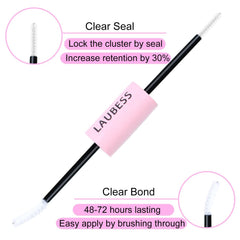 LAUBESS Lash Bond & Seal on lashes shows a clear invisible finish.
