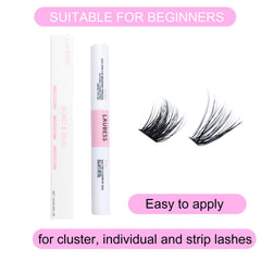 LAUBESS lifestyle shot shows Lash Bond & Seal in action during daily activities.