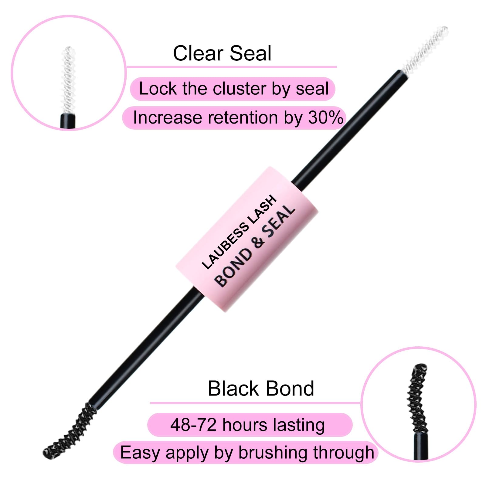 LAUBESS LASH bond and seal bottles provide waterproof adhesion for secure wear.