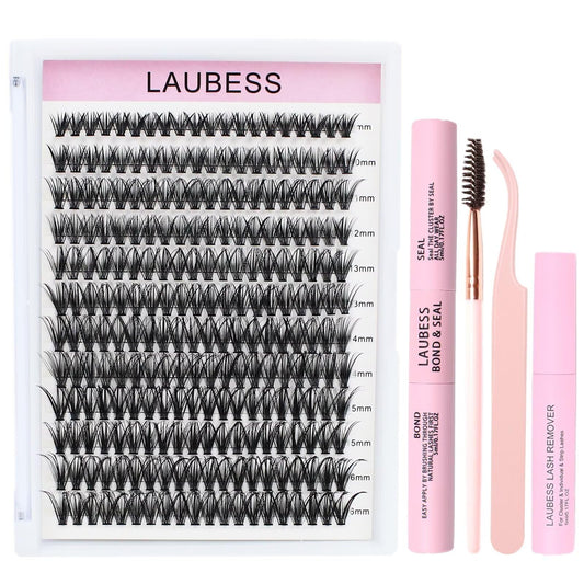 LAUBESS lash extension kit 40D clusters ready for at-home application and precise placement