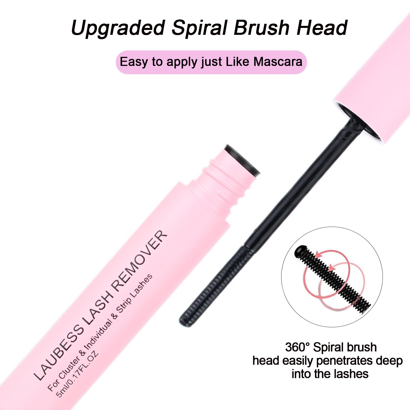 LAUBESS LASH remover with spiral wand simplifies safe lash removal.