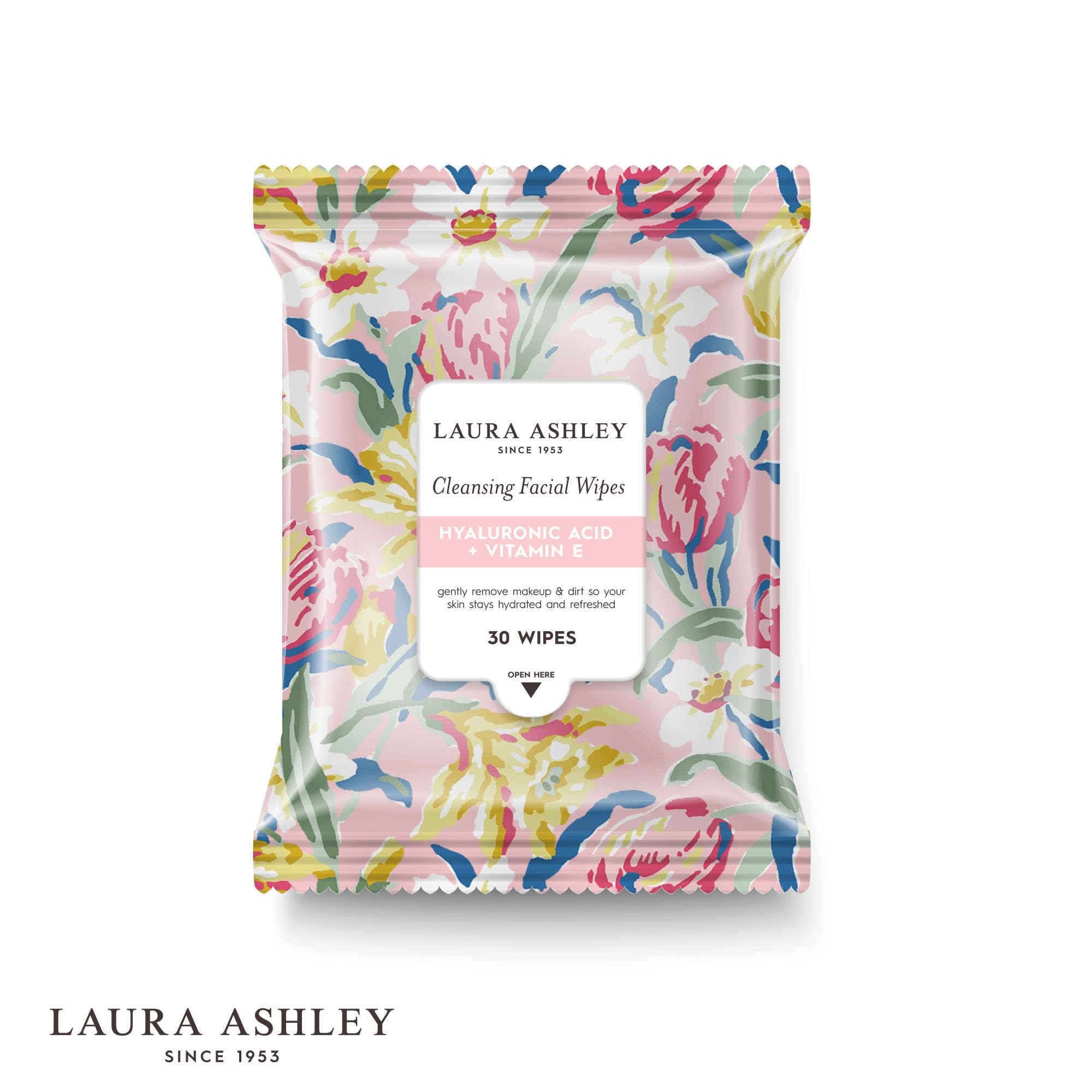 Laura Ashley retinol niacinamide wipes cleanse and support even tone.