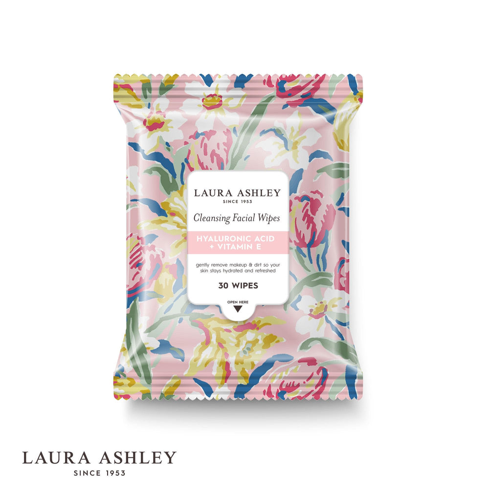 Laura Ashley retinol niacinamide wipes cleanse and support even tone.