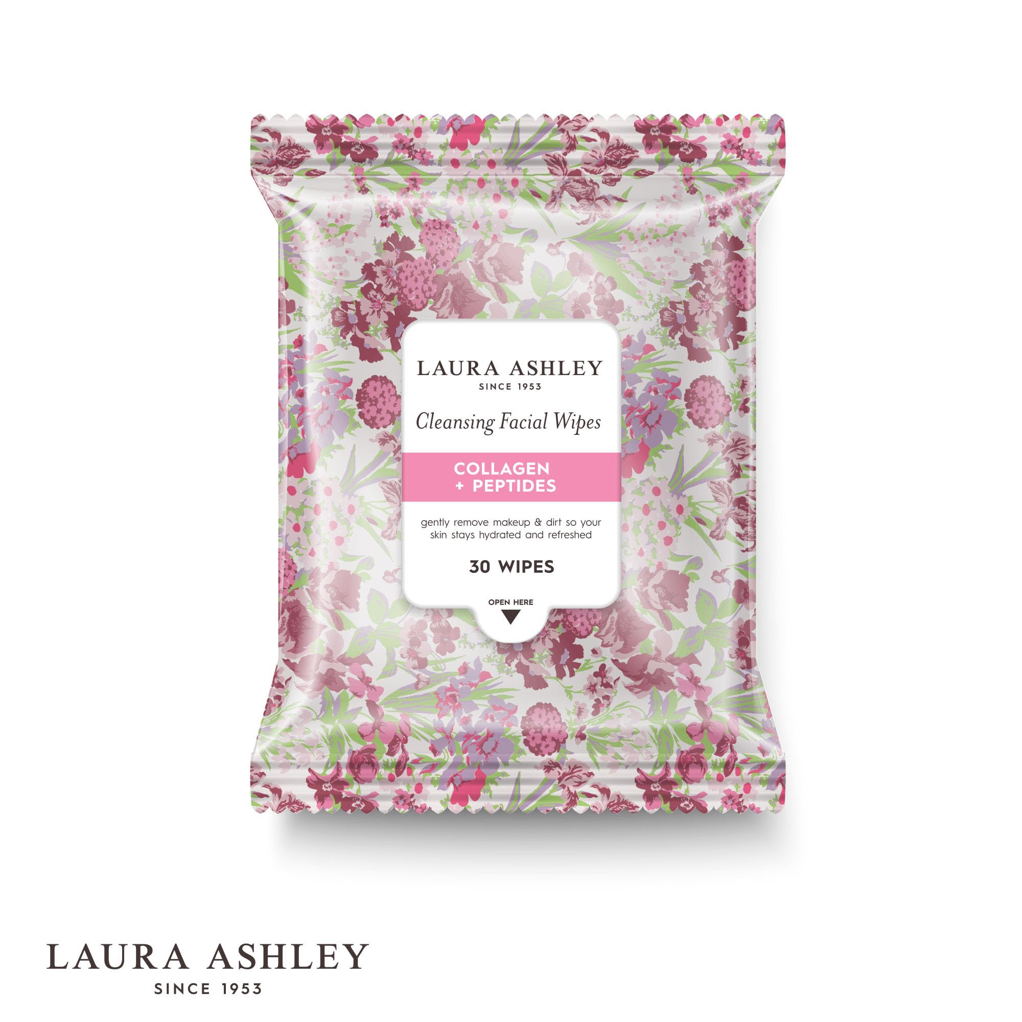 Laura Ashley vitamin C glycolic acid wipes brighten and refresh complexion.