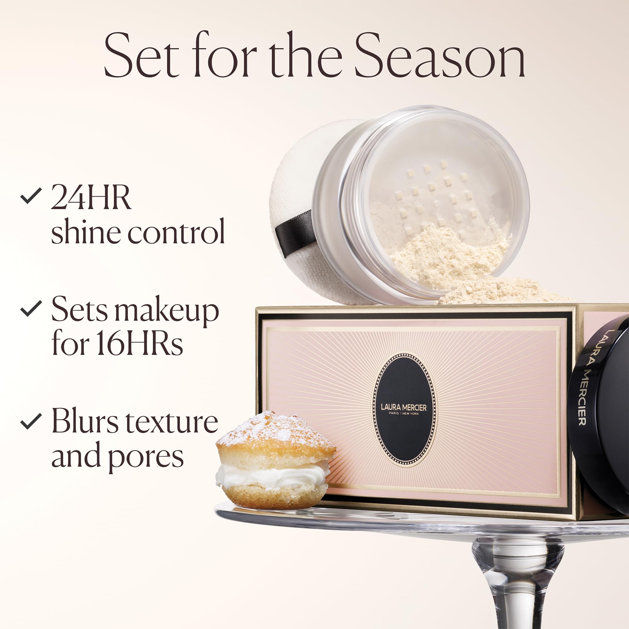 Laura Mercier translucent powder sample illustrating 16-hour wear potential